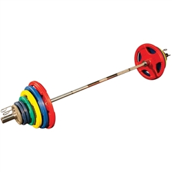 Body Solid Colored 300lbs Rubber Grip Olympic Set with Chrome Bar