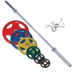 Body Solid Colored 400lbs Rubber Grip Olympic Set with Chrome Bar