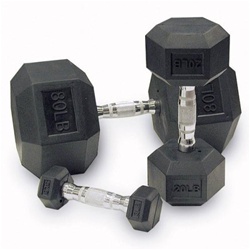 Body Solid - Rubber Coated Iron Hex Dumbbell Set - 55-100 Lb Set