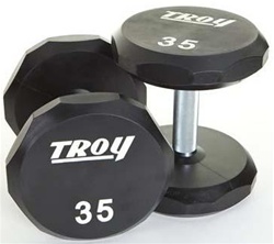 Troy Barbell 12 Sided Solid Urethane Dumbbell Set - 55-100 Lb Set
