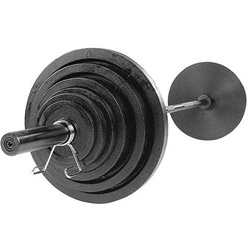 Body Solid 300 lb. Cast Olympic Weight Set W/Black Bar