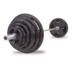 Body Solid Cast Iron Olympic Weight Plate 300 lb. Set with Chrome Bar